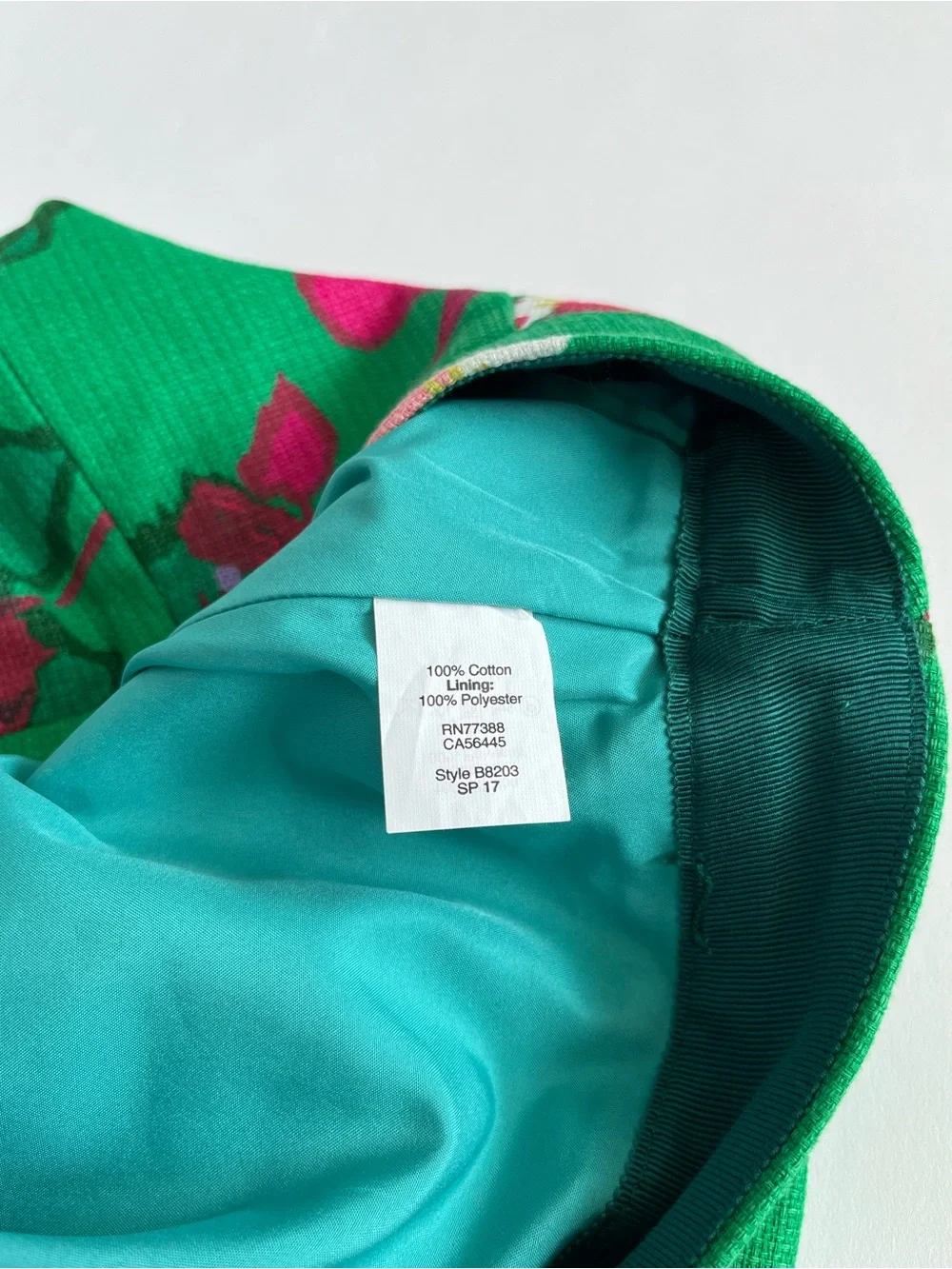 J. Crew Green Floral Pencil Skirt with Pink Accents